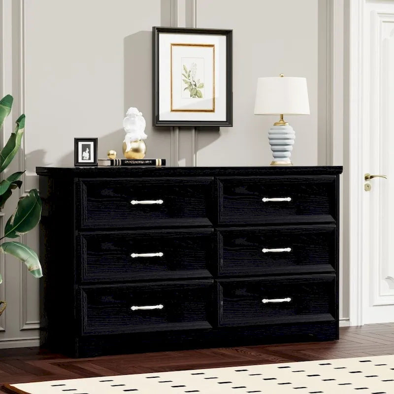 Commode de chambre moderne à 3 tiroirs avec commode à 6 tiroirs, organiseur de vêtements avec poignées métalliques