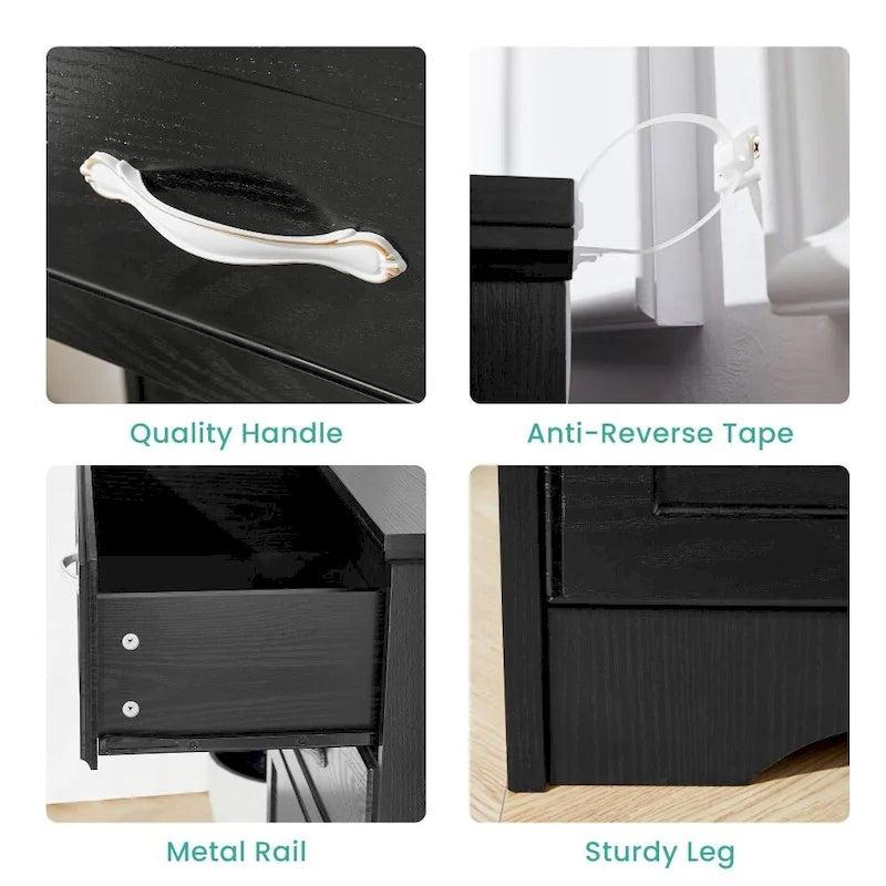 Commode de chambre moderne à 3 tiroirs avec commode à 6 tiroirs, organiseur de vêtements avec poignées métalliques