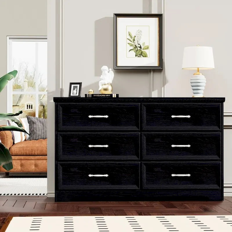 Commode de chambre moderne à 3 tiroirs avec commode à 6 tiroirs, organiseur de vêtements avec poignées métalliques