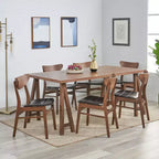 Ensemble de salle à manger GDFStudio Camilla 7 pièces en similicuir et bois d'hévéa