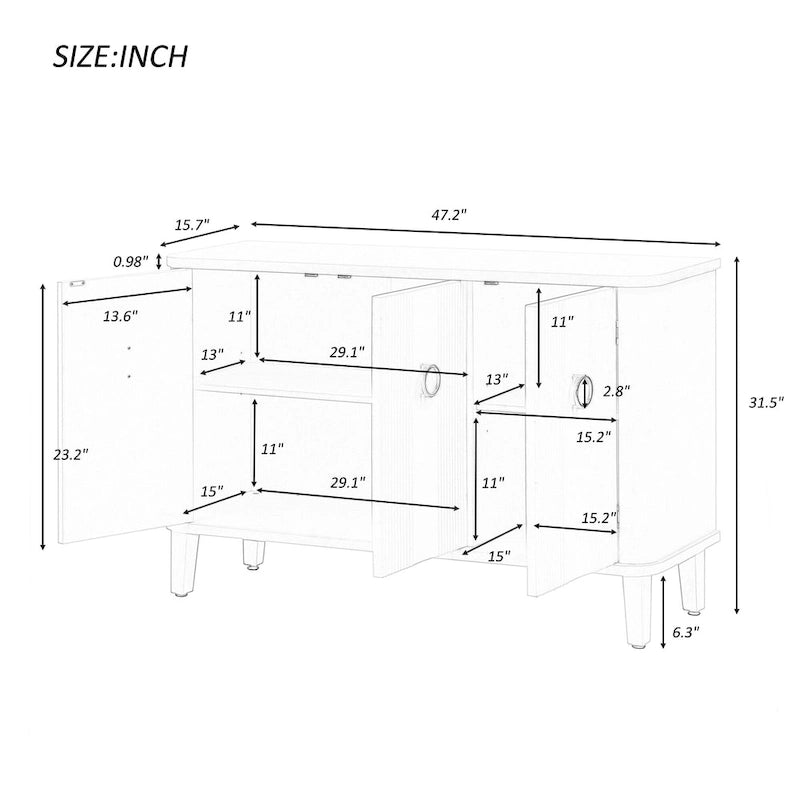 Cabinet en frêne de Mandchourie avec trois portes en sapin