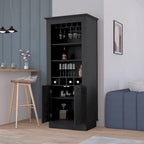 Meuble bar, Quatre porte-bouteilles intégrés, Salon, Noir
