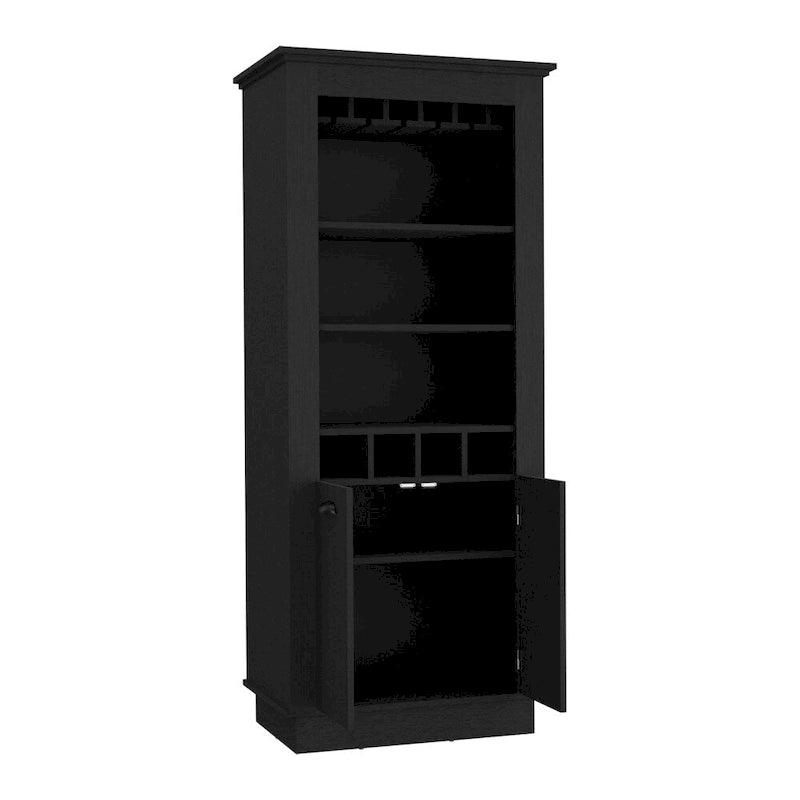 Meuble bar, Quatre porte-bouteilles intégrés, Salon, Noir