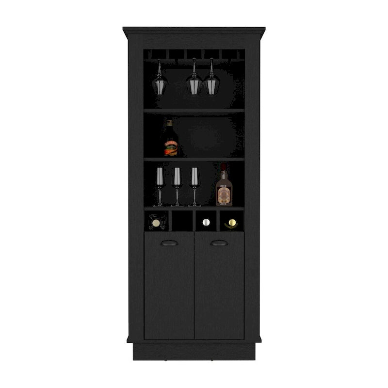 Meuble bar, Quatre porte-bouteilles intégrés, Salon, Noir