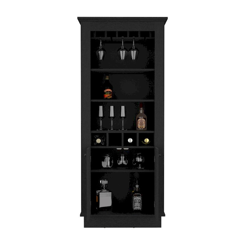 Meuble bar, Quatre porte-bouteilles intégrés, Salon, Noir