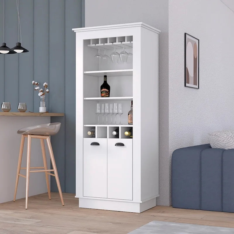 Meuble bar, Quatre porte-bouteilles intégrés, Salon, Noir