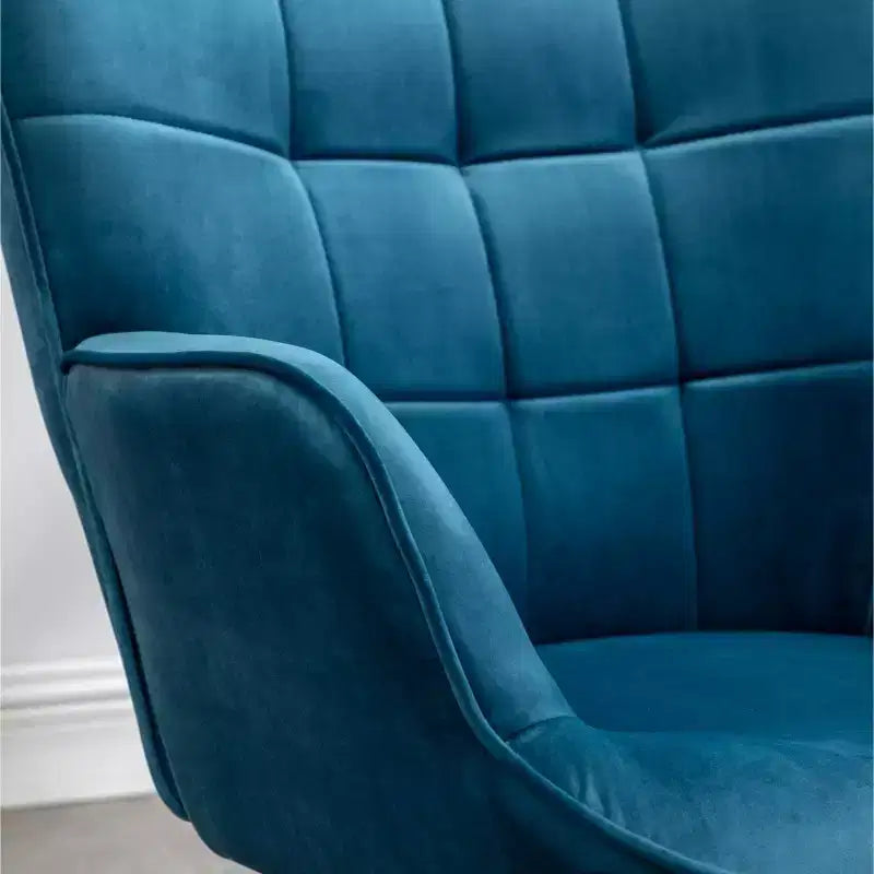 Fauteuil d'appoint contemporain en velours soyeux touffeté Leiria de Roundhill Furniture avec pouf, bleu