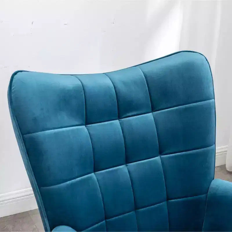 Fauteuil d'appoint contemporain en velours soyeux touffeté Leiria de Roundhill Furniture avec pouf, bleu