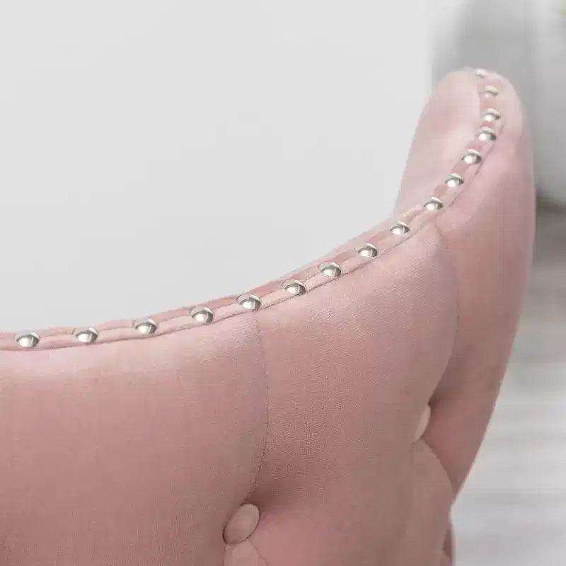 Fauteuil d'appoint contemporain en velours capitonné avec clous décoratifs Roundhill Furniture Lindale, rose
