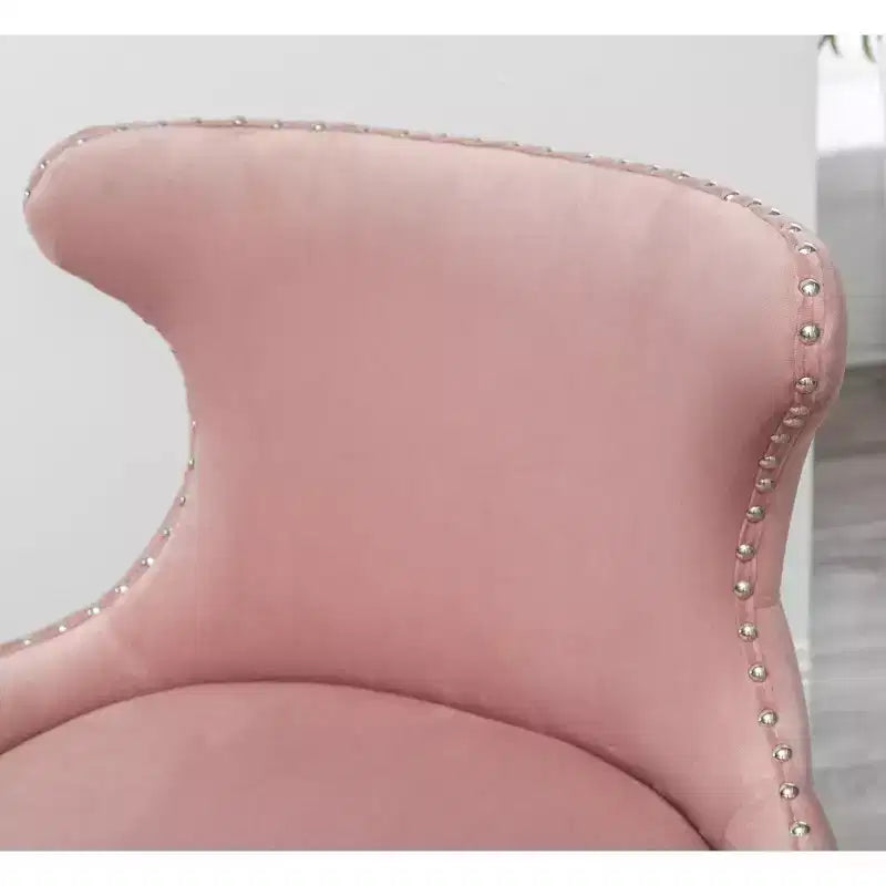 Fauteuil d'appoint contemporain en velours capitonné avec clous décoratifs Roundhill Furniture Lindale, rose
