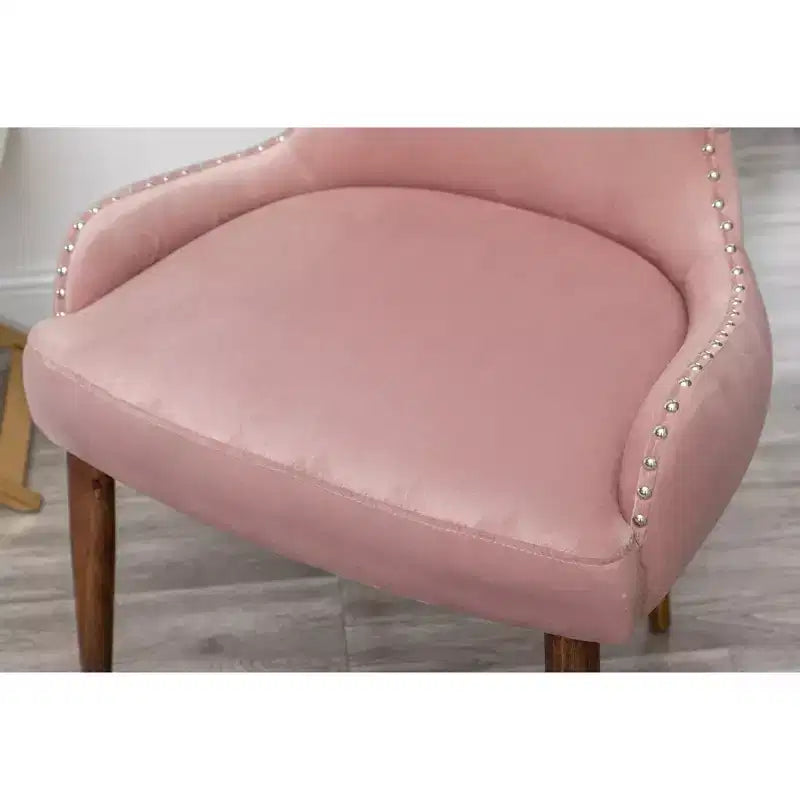 Fauteuil d'appoint contemporain en velours capitonné avec clous décoratifs Roundhill Furniture Lindale, rose