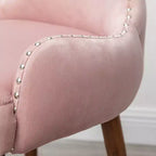 Fauteuil d'appoint contemporain en velours capitonné avec clous décoratifs Roundhill Furniture Lindale, rose