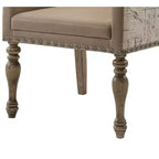 Chaise de salle à manger avec accoudoirs Roundhill Furniture Birmingham Script Imprimé Fini Bois Flotté avec Clous Décoratifs, Lot de 2