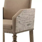Chaise de salle à manger avec accoudoirs Roundhill Furniture Birmingham Script Imprimé Fini Bois Flotté avec Clous Décoratifs, Lot de 2