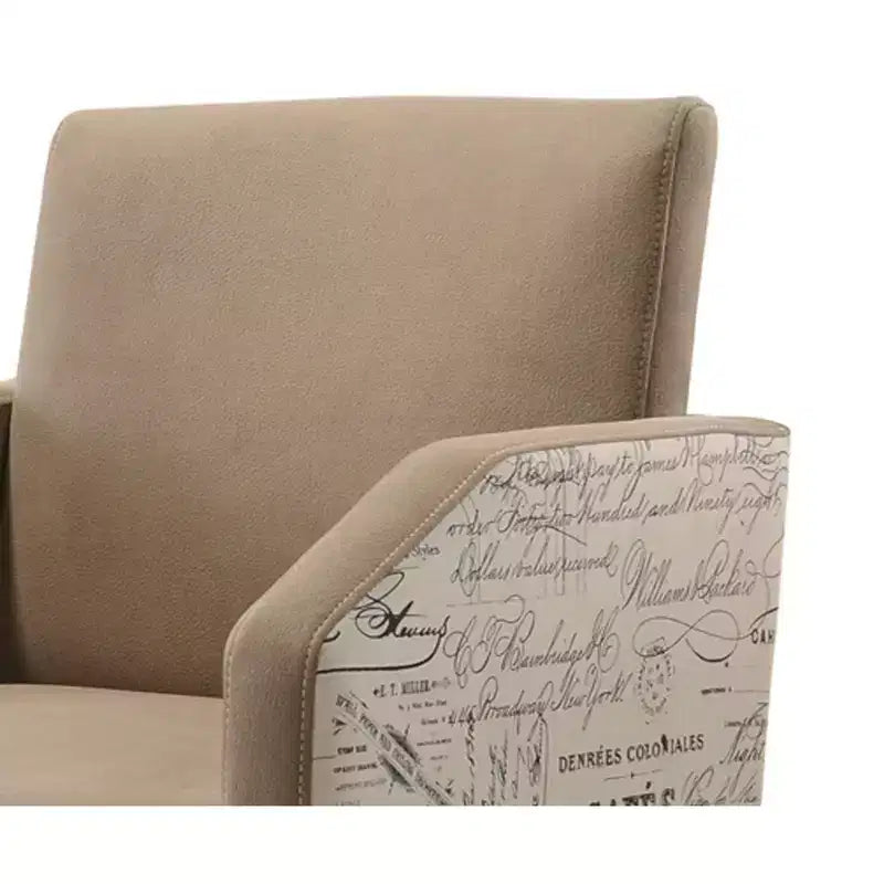 Chaise de salle à manger avec accoudoirs Roundhill Furniture Birmingham Script Imprimé Fini Bois Flotté avec Clous Décoratifs, Lot de 2