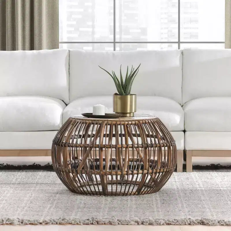 Christopher Knight Home Classic Dag Table basse ronde en rotin rustique, naturelle