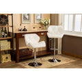 Roundhill Furniture Glasgow Contemporary Tufted Adjustable Height Hidraulic Bar Stools, White, Set of 2