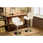 Tabourets de bar hydrauliques à hauteur réglable et touffetés contemporains Roundhill Furniture Glasgow, Blanc, Lot de 2