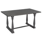 Ensemble de salle à manger Whisen 6 pièces avec table et chaises aux pieds de forme spéciale et dossiers et coussins recouverts de mousse