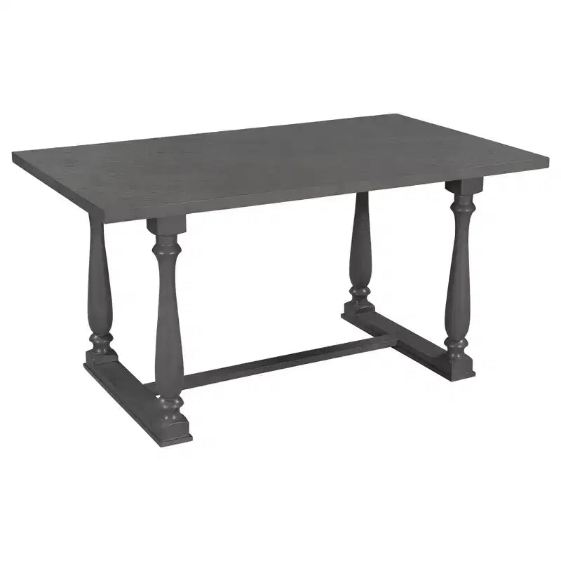 Ensemble de salle à manger Whisen 6 pièces avec table et chaises aux pieds de forme spéciale et dossiers et coussins recouverts de mousse