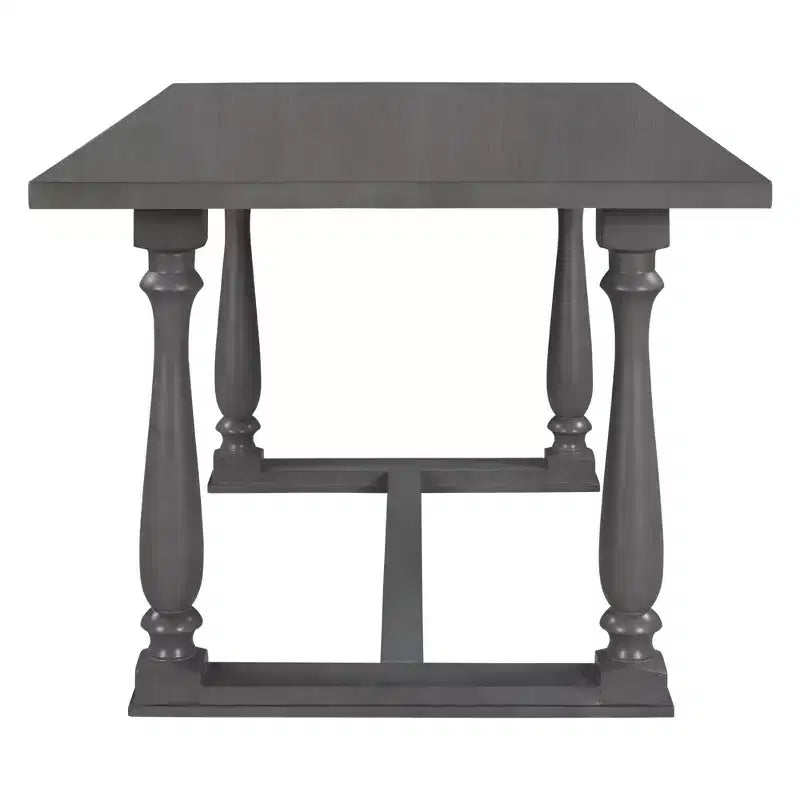 Ensemble de salle à manger Whisen 6 pièces avec table et chaises aux pieds de forme spéciale et dossiers et coussins recouverts de mousse