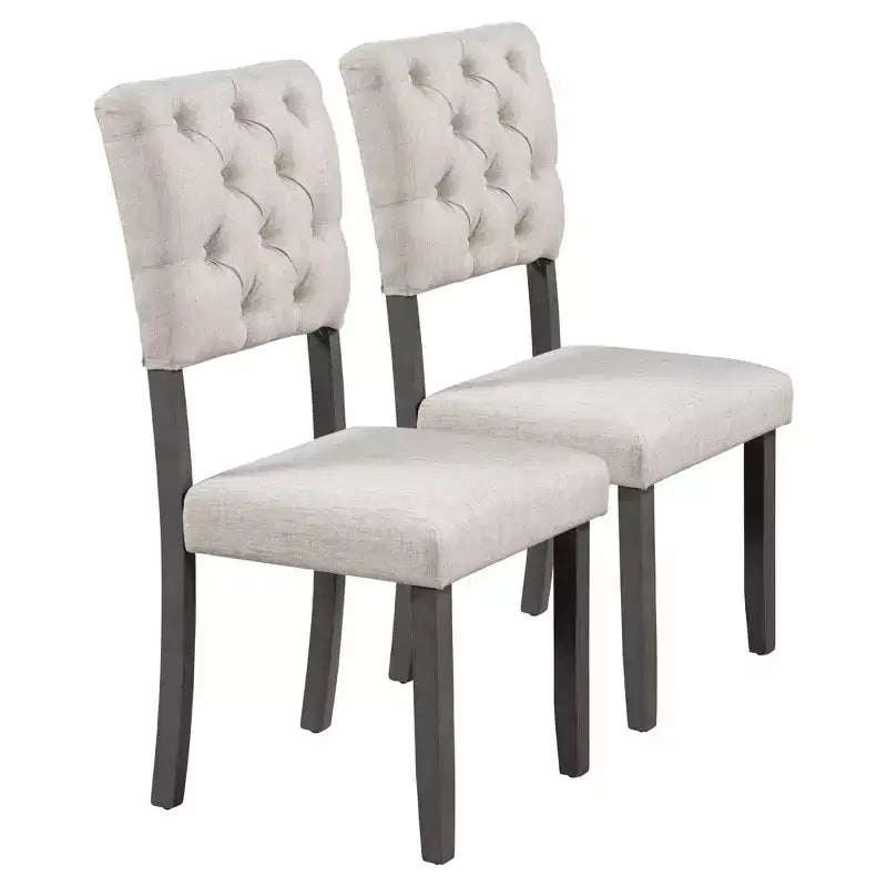 Ensemble de salle à manger Whisen 6 pièces avec table et chaises aux pieds de forme spéciale et dossiers et coussins recouverts de mousse