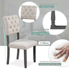 Ensemble de salle à manger Whisen 6 pièces avec table et chaises aux pieds de forme spéciale et dossiers et coussins recouverts de mousse