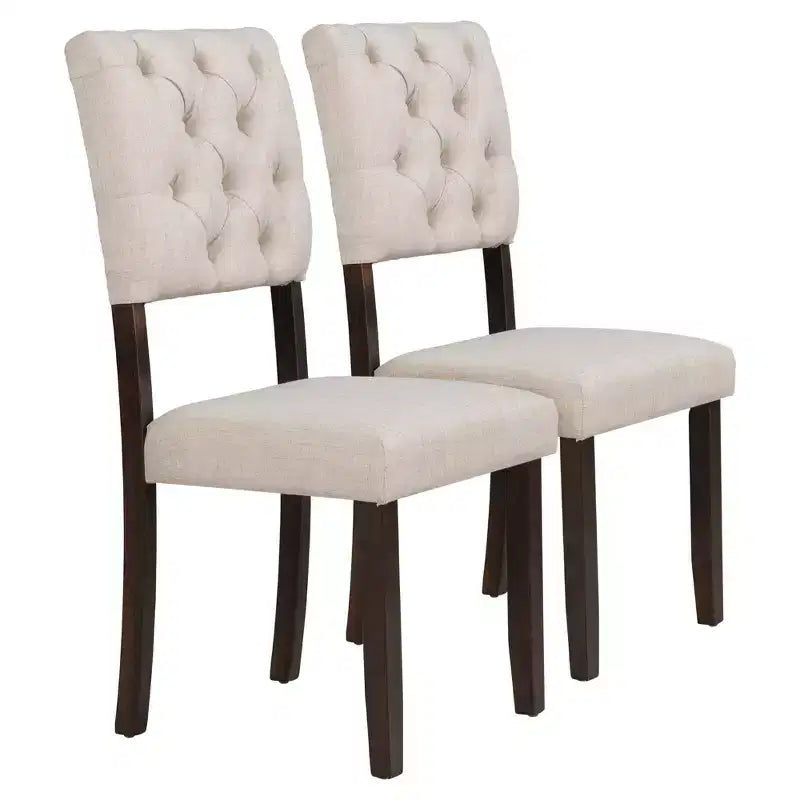 Ensemble de salle à manger Whisen 6 pièces avec table et chaises aux pieds de forme spéciale et dossiers et coussins recouverts de mousse