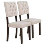 Ensemble de salle à manger Whisen 6 pièces avec table et chaises aux pieds de forme spéciale et dossiers et coussins recouverts de mousse