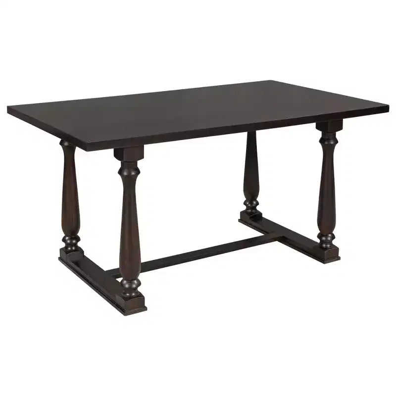 Ensemble de salle à manger Whisen 6 pièces avec table et chaises aux pieds de forme spéciale et dossiers et coussins recouverts de mousse