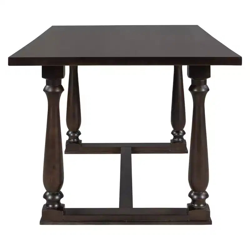 Ensemble de salle à manger Whisen 6 pièces avec table et chaises aux pieds de forme spéciale et dossiers et coussins recouverts de mousse