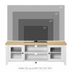 Meuble TV moderne, meuble de divertissement avec étagères et placards pour téléviseurs à écran plat jusqu'à 60 pouces pour chambre, salon, blanc