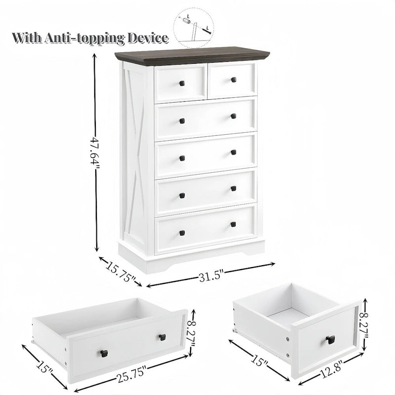 Commode haute à 6 tiroirs