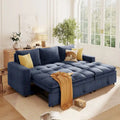 Canapé d'angle convertible bleu en L avec rangement, tissu doux en chenille