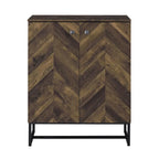 Console armoire d'appoint 2 portes de 104 cm, pieds traîneau, bois marron à chevrons