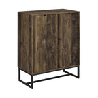 Console armoire d'appoint 2 portes de 104 cm, pieds traîneau, bois marron à chevrons