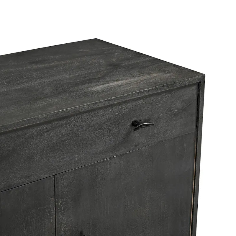 Bahut 4 portes en bois massif - Gris - S.O.