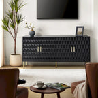 Bahut moderne blanc/noir de 160 cm avec portes hexagonales et pieds dorés
