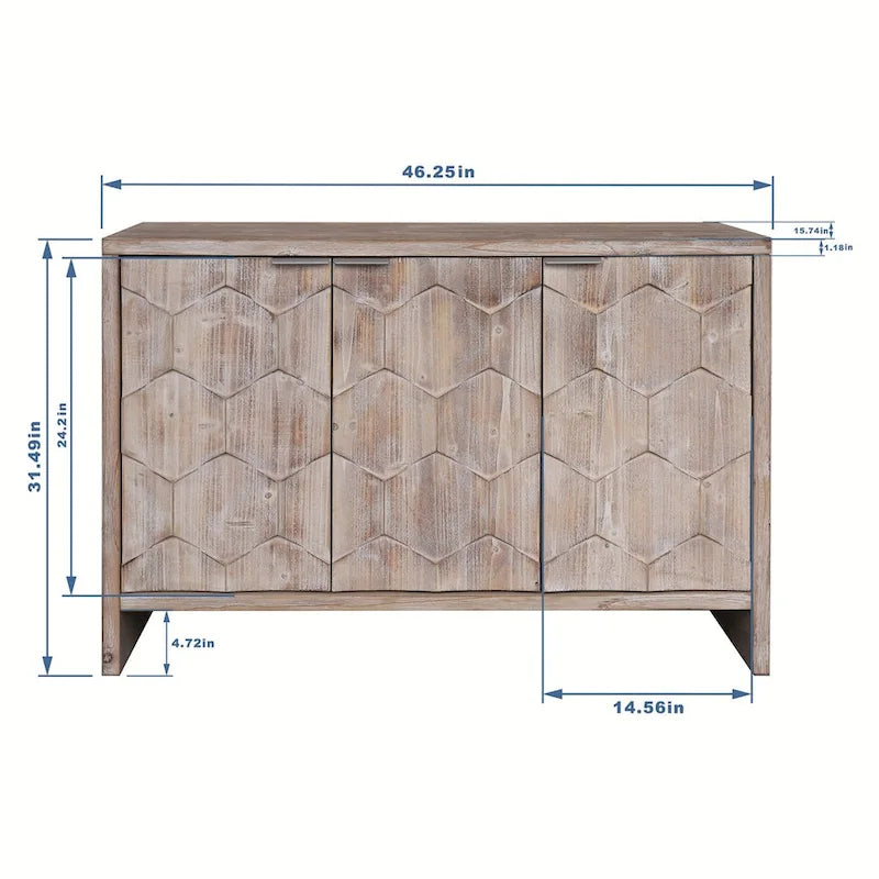 Meuble d'appoint style ferme, buffet en bois à 3 portes