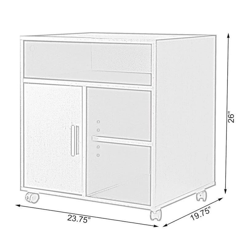 Meuble de rangement pour imprimante de cuisine ou de bureau avec roulettes