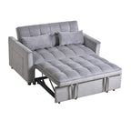 Canapé-lit gigogne moderne, canapé convertible 3-en-1 avec dossier réglable, causeuse en velours, oreillers et poches latérales