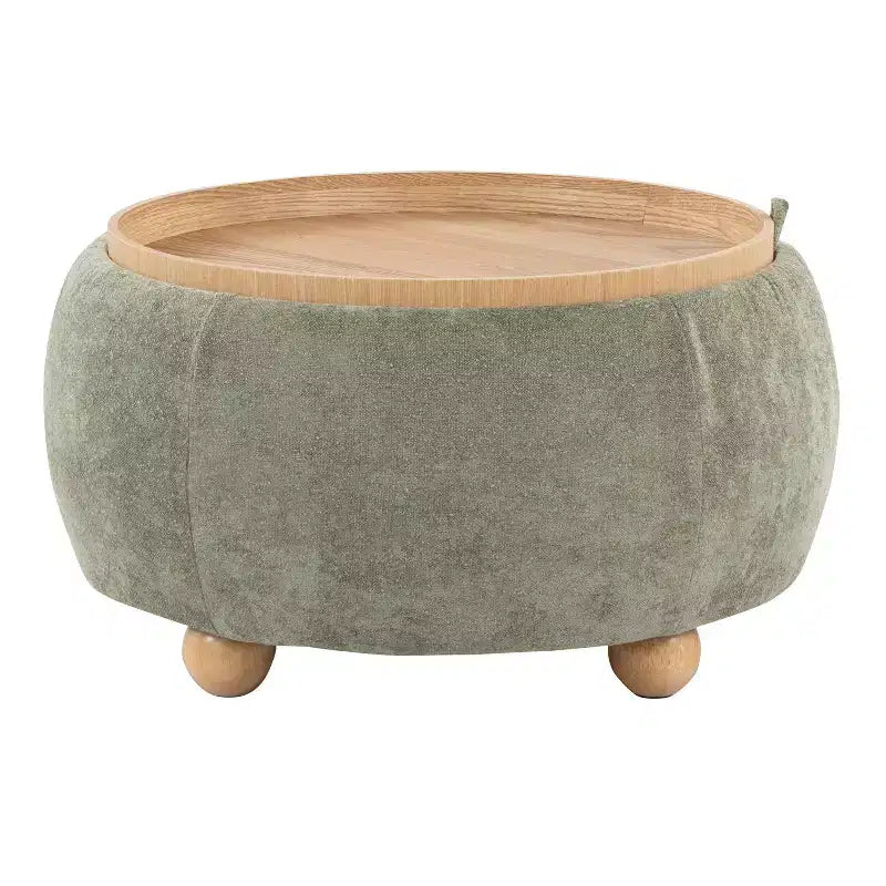 LumiSource Plateau Pouf Ottoman Tissu Naturel