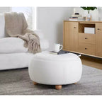 LumiSource Plateau Pouf Ottoman Tissu Naturel