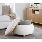 LumiSource Plateau Pouf Ottoman Tissu Naturel