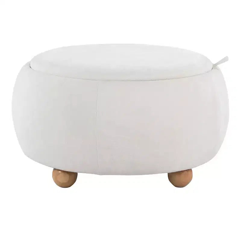 LumiSource Tray Pouf Ottoman Natural Fabric