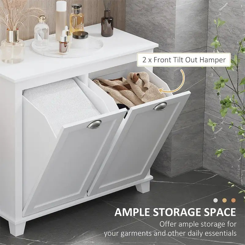 Meuble de salle de bain avec trieur à linge basculant
