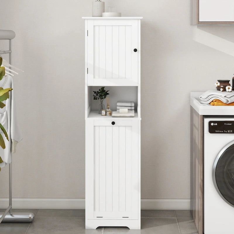Meuble de tri à linge inclinable à 1 compartiment et 1 porte