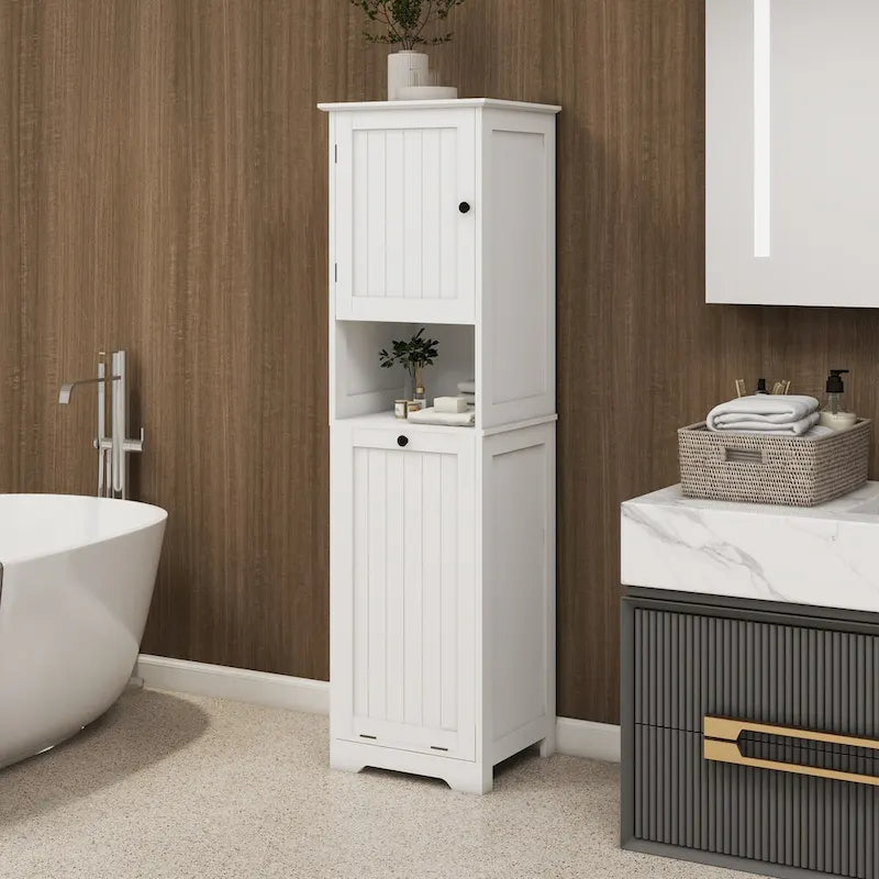 Meuble de tri à linge inclinable à 1 compartiment et 1 porte