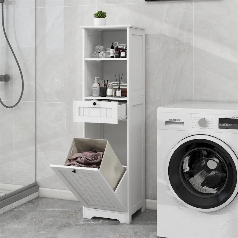 Meuble de tri de linge basculant à un compartiment et un tiroir