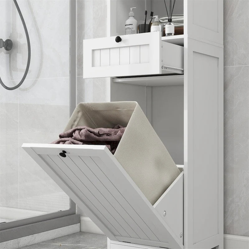 Meuble de tri de linge basculant à un compartiment et un tiroir
